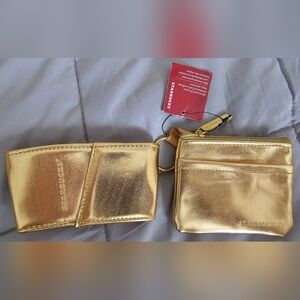Authentic Starbucks Shiny Gold Coin Purse And Gold Reusable Cup Sleeve